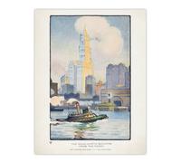 Artery8 The Woolworth Building from the Ferry Elmer Wall Art Poster Print in White | Size: W18" x H24" Artery8 White W18" x H24"