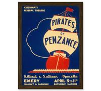 Theatre Pirates Of Penzance Poster Gilbert Sullivan Artwork Framed Wall Art Print A4 Artery8 Brown One Size