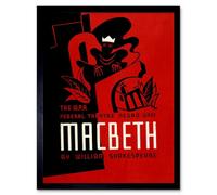 Artery8 Theatre Stage Play Macbeth Shakespeare USA 12x16" Framed Art Print in Red | Size: W12" x H16" Artery8 Red W12" x H16"