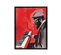 Artery8 Thelonious Monk Jazz Piano Music Framed Canvas Wall Art Print in Red | Size: W12" x H16" Artery8 Red W12" x H16"