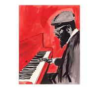 Thelonious Monk Jazz Piano Music Red Portrait Wall Art Print Artery8 Red W24 inch x H32 inch