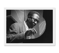 Thelonious Monk Playing Black & White Jazz Legend A4 Artwork Framed Wall Art Print Artery8 White One Size