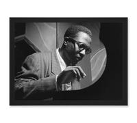 Thelonious Monk Playing Black & White Jazz Legend A4 Artwork Framed Wall Art Print Artery8 Black One Size