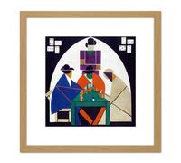 Artery8 Theo Van Doesburg Card Pplayers 8X8 Inch Square Wooden Framed Wall Art Print Picture with Mount in Light Oak Artery8 Light Oak