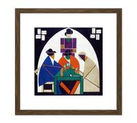 Artery8 Theo Van Doesburg Card Pplayers 8X8 Inch Square Wooden Framed Wall Art Print Picture with Mount in Brown Artery8 Brown