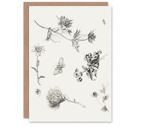 Artery8 Theo van Hoytema Art Card Flowers Leaves and Butterfly Drawing