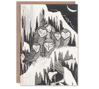 Artery8 Theo van Hoytema Art Card Six Owls on Snow Covered Tree