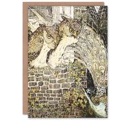 Artery8 Theo van Hoytema Art Card Two Owls on a Wall and Peacock