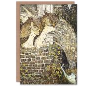 Artery8 Theo van Hoytema Art Card Two Owls on a Wall and Peacock