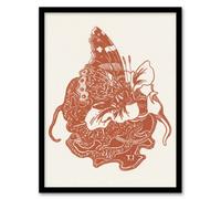 Artery8 Theo van Hoytema Framed Wall Art Print Butterfly on Nasturtium Flower in Red | Size: A4 Artery8 Red A4