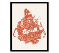 Artery8 Theo van Hoytema Framed Wall Art Print Butterfly on Nasturtium Flower in Red | Size: A4 Artery8 Red A4