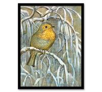Artery8 Theo van Hoytema Framed Wall Art Print Robin on Snowy Tree Branch | Size: A4 Artery8 Multicolor A4