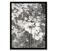 Artery8 Theo van Hoytema Framed Wall Art Print Spring Flowers Black & White in Grey | Size: A4 Artery8 Grey A4