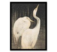 Artery8 Theo van Hoytema Framed Wall Art Print Two Egrets in the Snow in Grey | Size: A4 Artery8 Grey A4