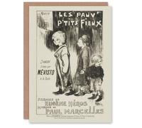 Artery8 Theophile Steinlen Art Card Poor Little Things Poster Sketch in White Artery8 White