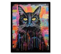 Artery8 Therapy Cat Therapist Whimsical Pet Portrait Artwork Framed Wall Art Print 18X24 Inch