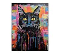 Artery8 Therapy Cat Therapist Whimsical Pet Portrait Extra Large XL Wall Art Poster Print