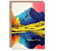 Artery8 Thinking Of You Card Mountain Lake Autumn Landscape Blank For Him Or Her Art Miss You Greeting Card