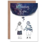 Artery8 Thinking Of You Kids Galaxy Stars Friendship Miss You Bereavement Greetings Card in Blue Artery8 Blue