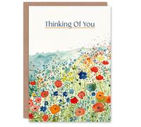Artery8 Thinking Of You Night Summer Wildflower Meadow For Her Woman Get Well Card