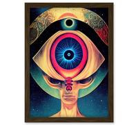 Artery8 Third Eye Psychic Alien Contact Universe Secrets Sun Eclipse Artwork Framed Wall Art Print A4 in Brown Artery8 Brown