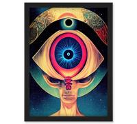 Artery8 Third Eye Psychic Alien Contact Universe Secrets Sun Eclipse Artwork Framed Wall Art Print A4 in Black Artery8 Black