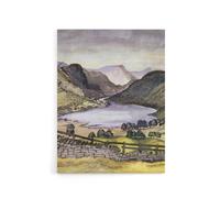 Artery8 Thirlmere Watercolour Landscape Paul Nash Canvas Wall Art Print | Size: W24" x H32" Artery8 Multicolor W24" x H32"