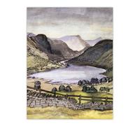 Artery8 Thirlmere Watercolour Landscape Paul Nash Wall Art Poster Print | Size: W24" x H32" Artery8 Multicolor W24" x H32"