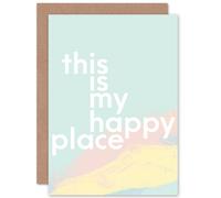 Artery8 This Is My Happy Place Pastel Typography Greetings Card in Light Green Artery8 Light Green