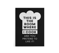 Artery8 This Is Where I Cook Chef Hat Funny Cheeky Canvas Wall Art Print in Black | Size: W24" x H32" Artery8 Black W24" x H32"