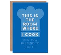 Artery8 This Is Where I Cook & You Pretend To Like It Housewarming Card in Blue Artery8 Blue
