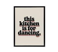Artery8 This Kitchen Is For Dancing Funky Retro Typography Framed Canvas Art in Beige | Size: W24" x H32" Artery8 Beige W24" x H32"