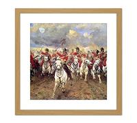 Artery8 Thompson Scotland Forever Battle Waterloo Painting 9X9 Inch Square Wooden Framed Wall Art Print Picture with Mount