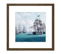 Artery8 Thompson USS Franklin Bay New York Nautical Painting 8X8 Inch Square Wooden Framed Wall Art Print Picture with Mount in Brown Artery8 Brown