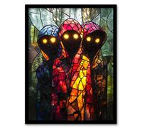 Artery8 Three Cloaked Witches Fantasy Stained Glass Framed Art Print | Size: A4 Artery8 Multicolor A4