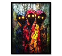 Artery8 Three Cloaked Witches Fantasy Stained Glass Living Room Artwork Framed Wall Art Print 18X24 Inch