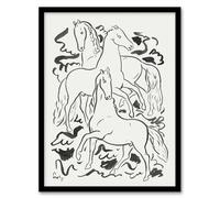 Artery8 Three Horses Ink Drawing By Leo Gestel Art Print Framed Poster Wall Decor 12x16 inch : Graceful equine study adds quiet strength ideal for minimalist home office or modern living room
