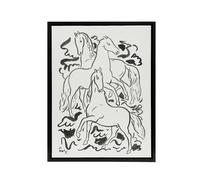 Artery8 Three Horses Ink Drawing Leo Gestel Black Framed Canvas Wall Art Print in White | Size: W18" x H24" Artery8 White W18" x H24"