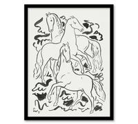 Artery8 Three Horses Ink Drawing Leo Gestel Framed Wall Art Print A4