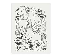 Artery8 Three Horses Ink Drawing Leo Gestel Wall Art Poster Print in White | Size: W18" x H24" Artery8 White W18" x H24"