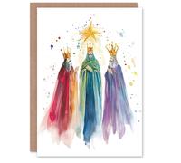 Artery8 Three Wise Men Kings Bethlehem Star Christmas Fun Festive Xmas Card Artery8 Multicolor