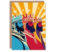 Artery8 Three Wise Men Kings Magi Pop Art Christmas Fun Gift Festive Xmas Card Artery8 Multicolor