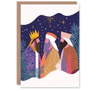 Artery8 Three Wise Men Kings Star Bethlehem Christmas Fun Festive Xmas Card in Dark Blue Artery8 Dark Blue