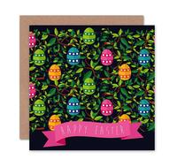 Artery8 Three with Colourful Eggs Egg Hunt Easter Card Artery8 Multicolor