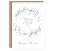 Artery8 Thursday's Child Has Far To Go Floral Wreath New Baby Card