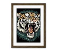 Artery8 Tiger Head Old School USA Tattoo Ink Body Art Rockabilly Americana 50s Artwork Framed Wall Art Print 18X24 Inch