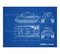 Artery8 Tiger II Panzerkampfwagen Heavy Tank Blueprint Plan Large Wall Art Poster Print Thick Paper 18X24 Inch