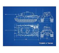 Artery8 Tiger II Panzerkampfwagen Heavy Tank Blueprint Plan Unframed Wall Art Print Poster Home Decor Premium