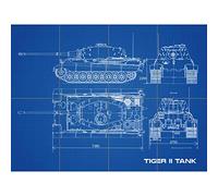 Artery8 Tiger II Panzerkampfwagen Heavy Tank Blueprint Plan XL Giant Panel Poster (8 Sections)