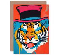 Artery8 Tiger in a Top Hat Pop Art Fun Child Children Kids Birthday Greeting Card Artery8 Multicolor